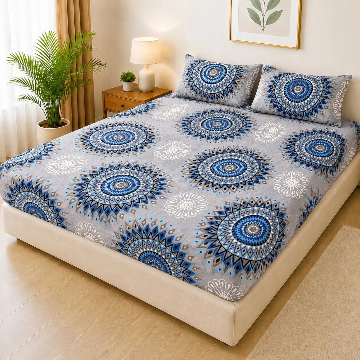 Printed 3 Piece's Quilted Bedsheets Set (100% Waterproof) dd-0010