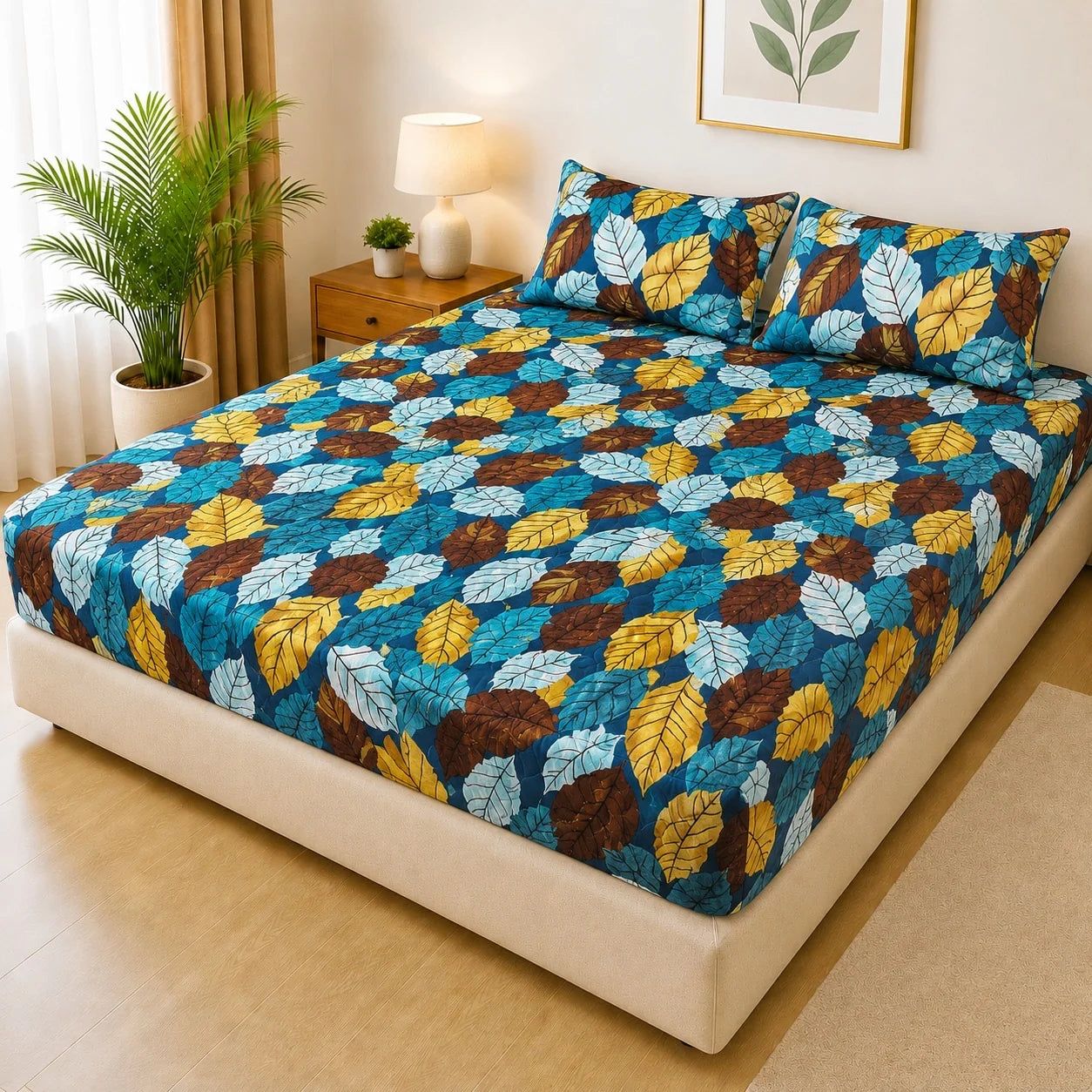 Printed 3 Piece's Quilted Bedsheets Set (100% Waterproof) dd-0018