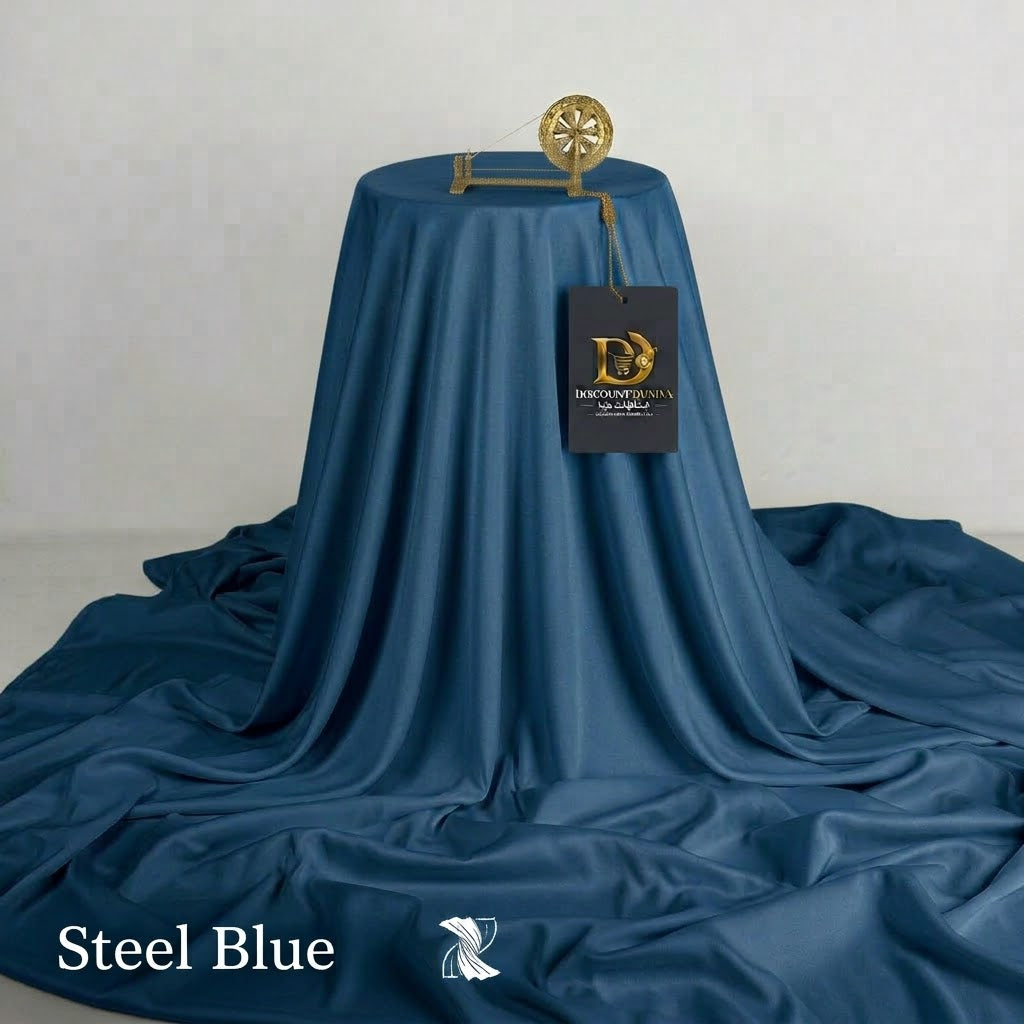 Steel Blue Color – Wash & Wear Premium Quality 5-Season Fabric – Free Studs with Every Suit