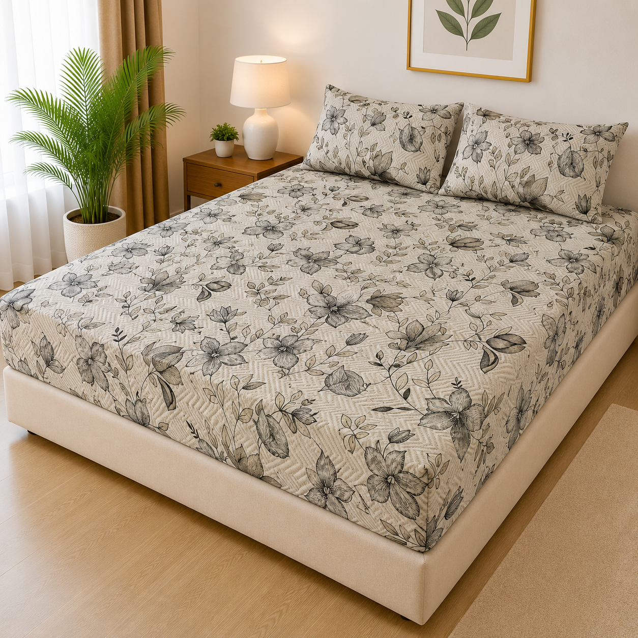 Printed 3 Piece's Quilted Bedsheets Set (100% Waterproof) New Arrivals! Luxury Bedsheet tm-0013