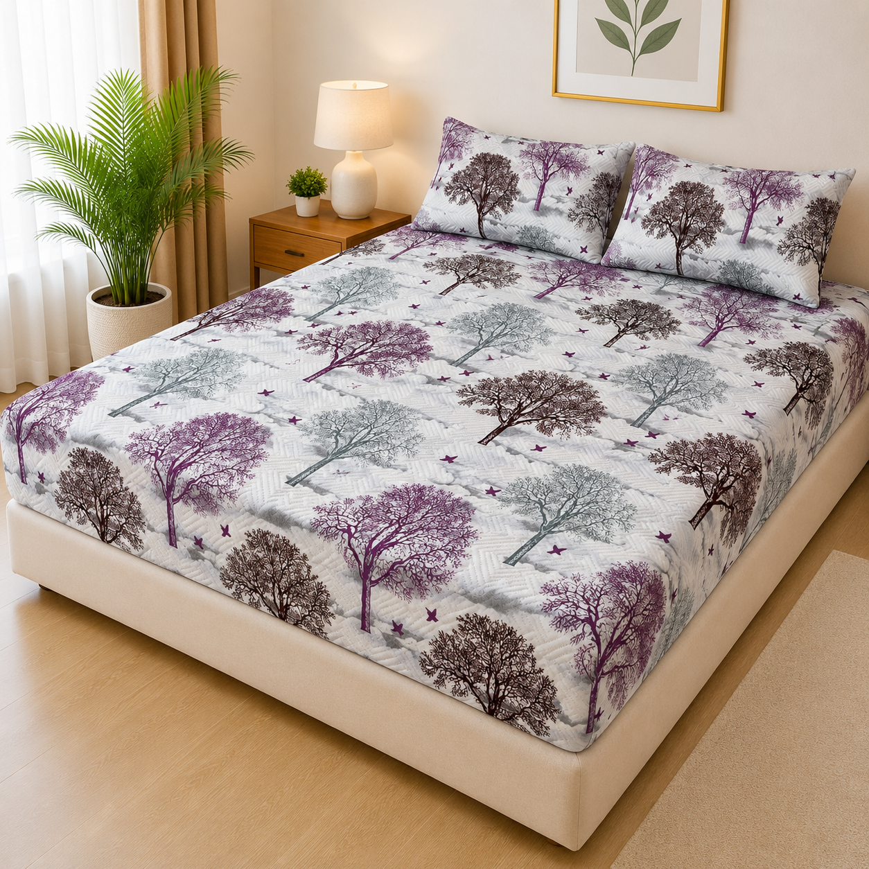 Printed 3 Piece's Quilted Bedsheets Set (100% Waterproof) New Arrivals! Luxury Bedsheet tm-0011