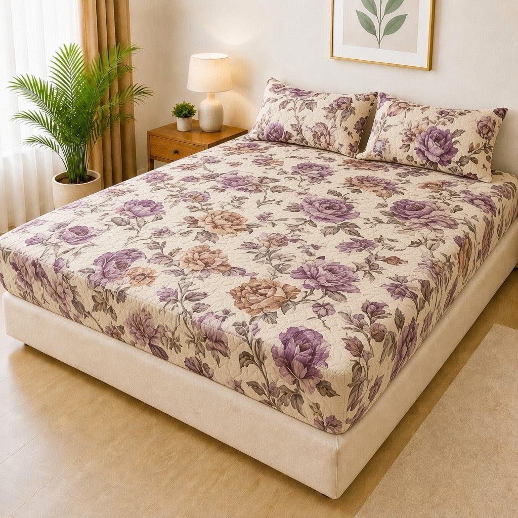 Printed 3 Piece's Quilted Bedsheets Set (100% Waterproof) New Arrivals! Luxury Bedsheet tm-0007