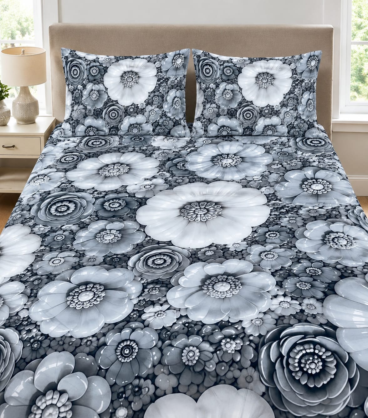 3D Printed Bedsheet with 2 Pillow Covers – 3-Piece Set | Article No. 2