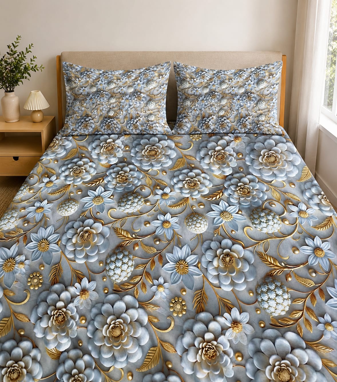 3D Printed Bedsheet with 2 Pillow Covers – 3-Piece Set | Article No. 6