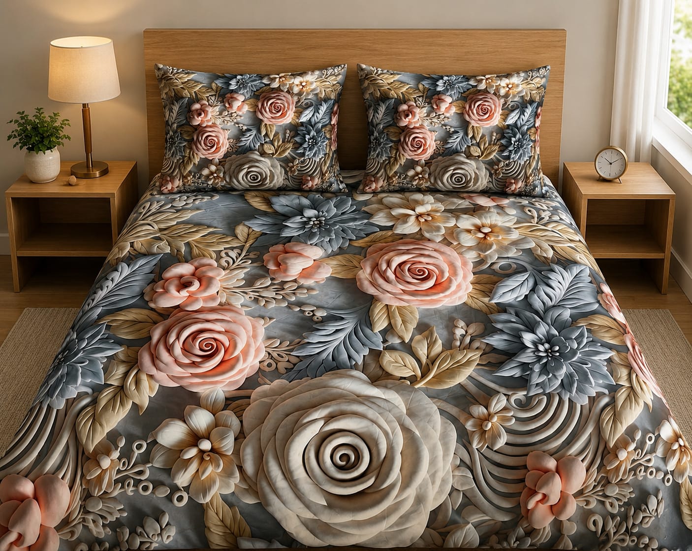3D Printed Bedsheet with 2 Pillow Covers – 3-Piece Set | Article No. 10