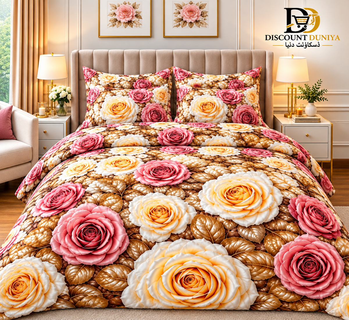 3D Printed Bedsheet with 2 Pillow Covers – 3-Piece Set | Article No. 6