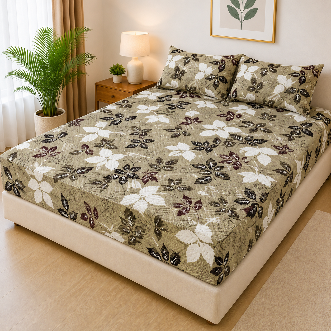 Printed 3 Piece's Quilted Bedsheets Set ( 1 00% Waterproof) New Arrivals! Luxury Bedsheet tm-0022