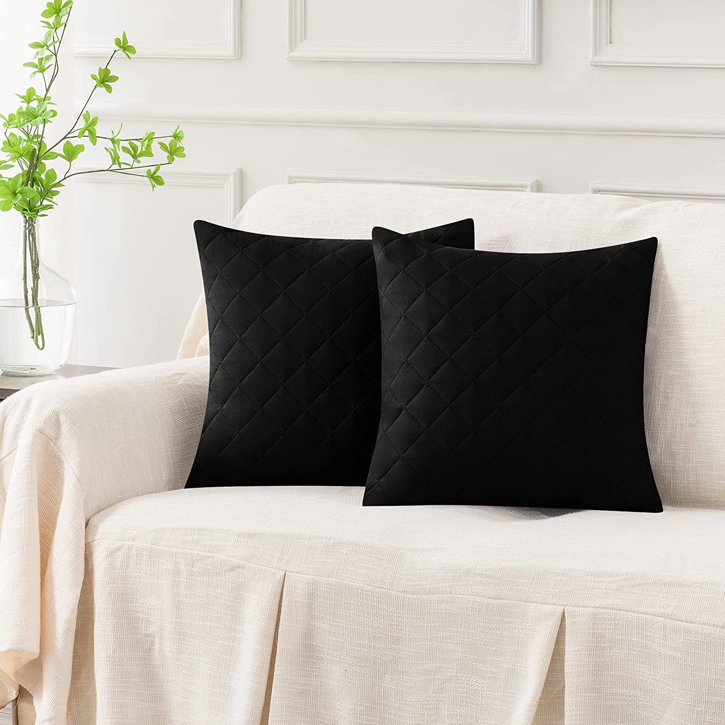16X16 INCHES QUILTED CUSHION COVER SQUARE PATTERN