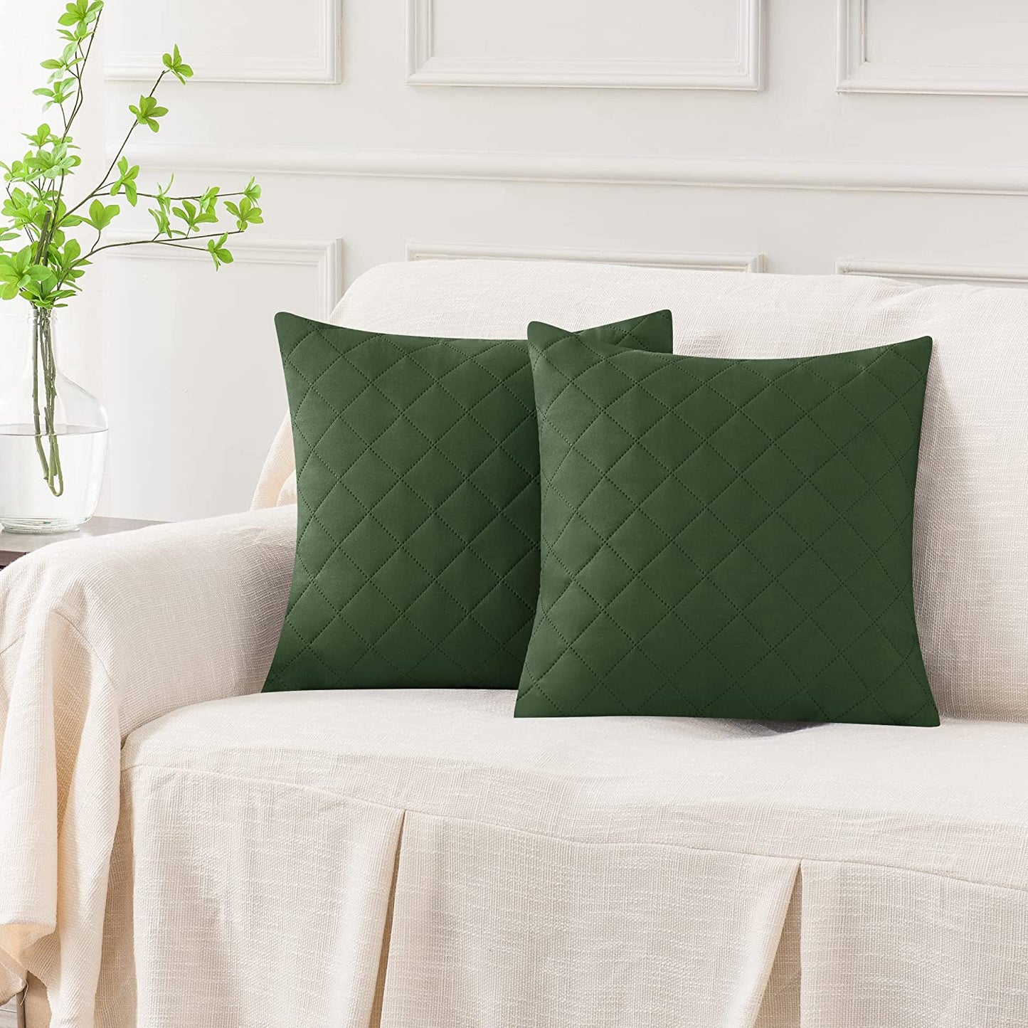18X18 INCHES QUILTED CUSHION COVER SQUARE PATTERN