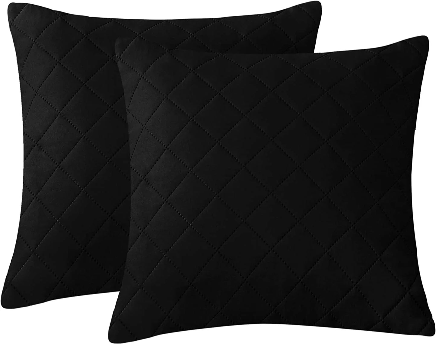 BLACK QUILTED CUSHION COVER SQUARE PATTERN 16, 18 and 20 INCHES