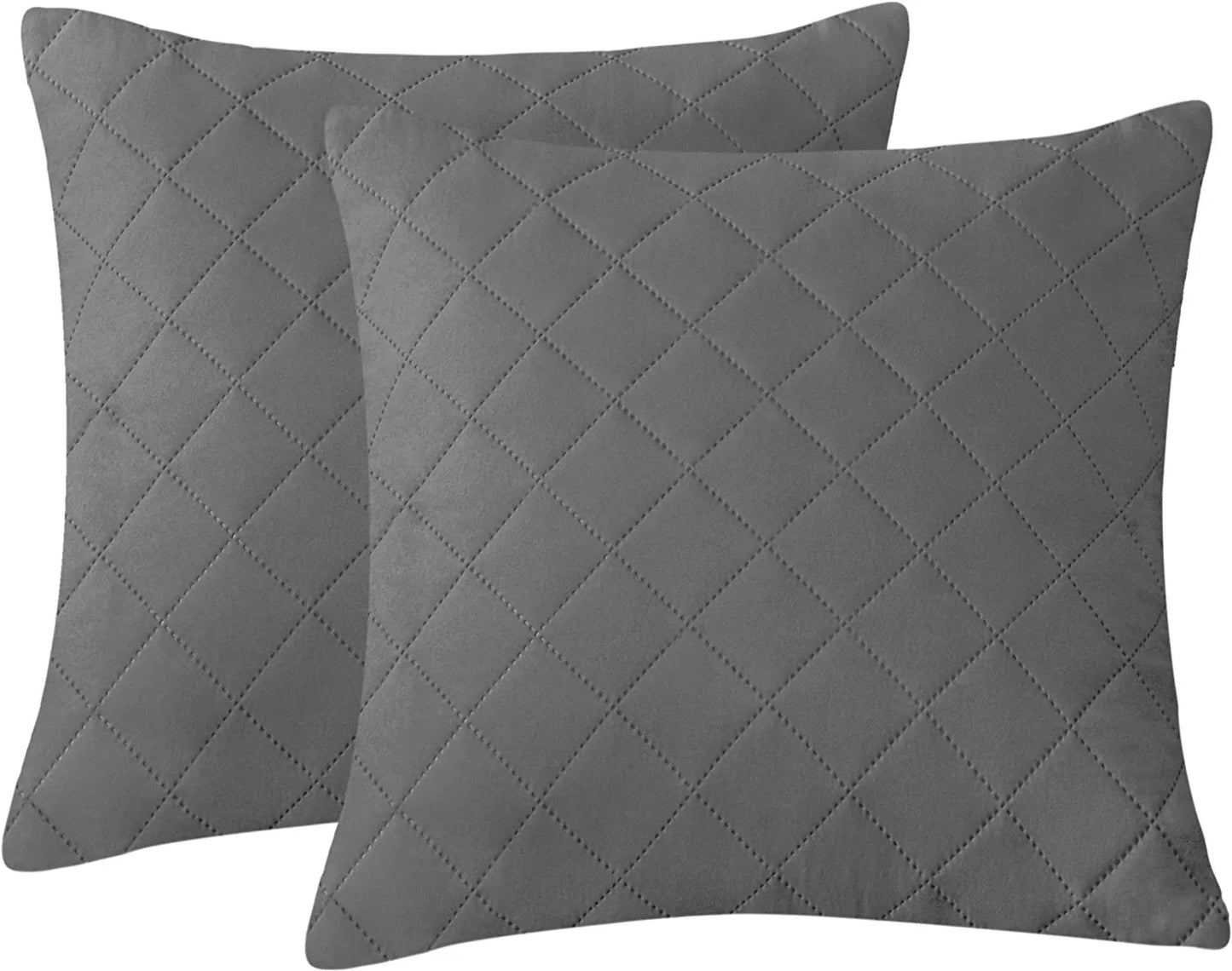 GRAY QUILTED CUSHION COVER SQUARE PATTERN 16, 18 and 20 INCHES