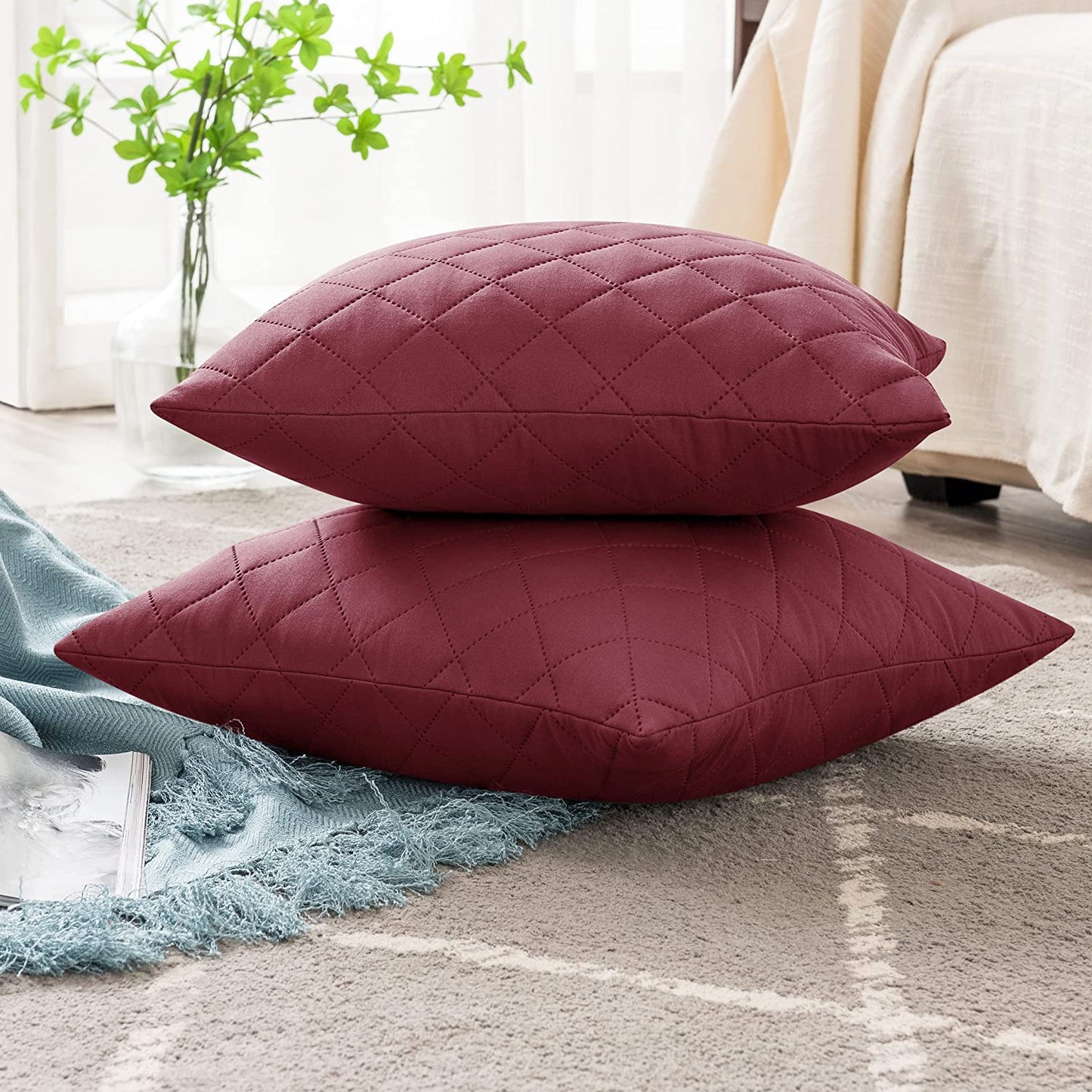 20X20 INCHES QUILTED CUSHION COVER SQUARE PATTERN