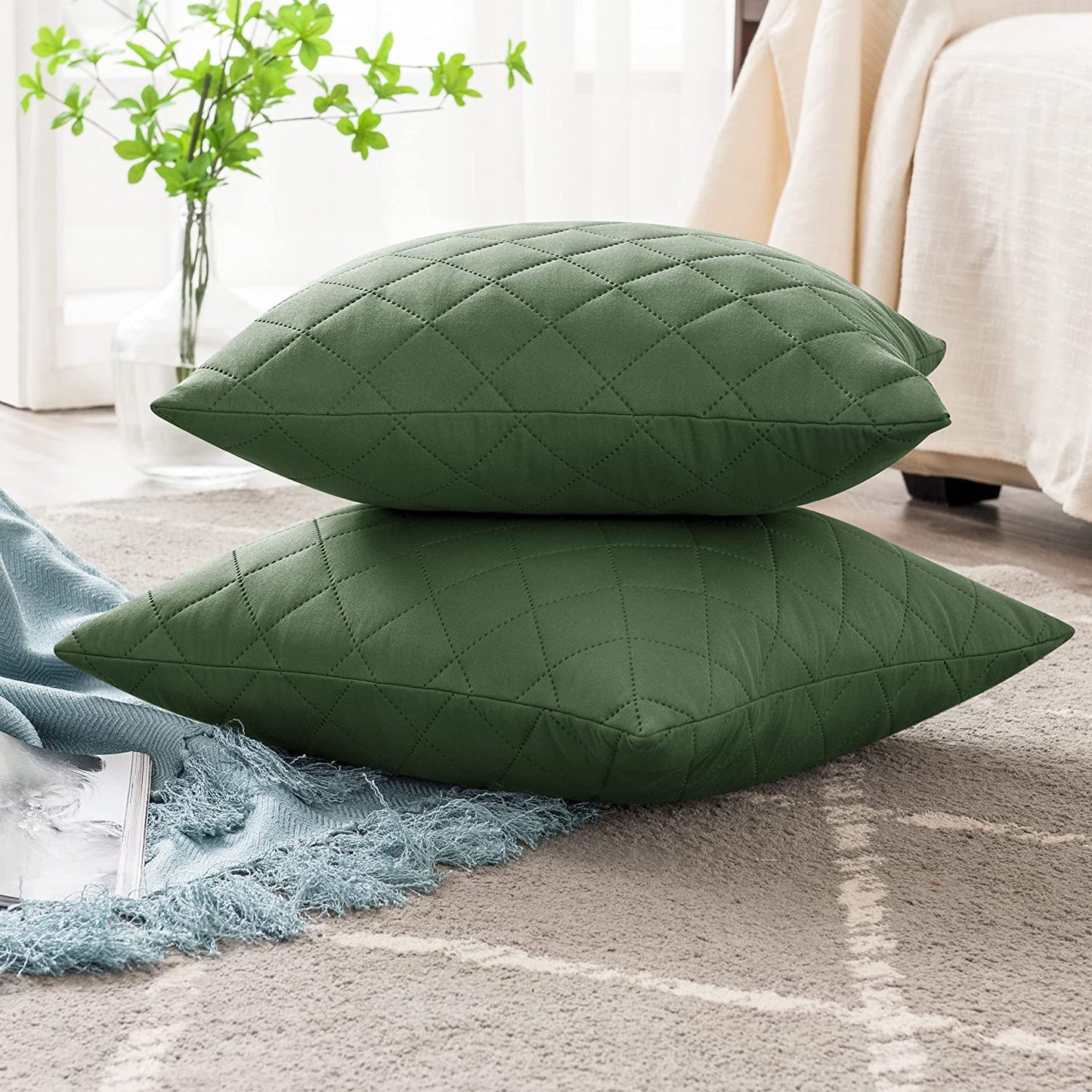 18X18 INCHES QUILTED CUSHION COVER SQUARE PATTERN