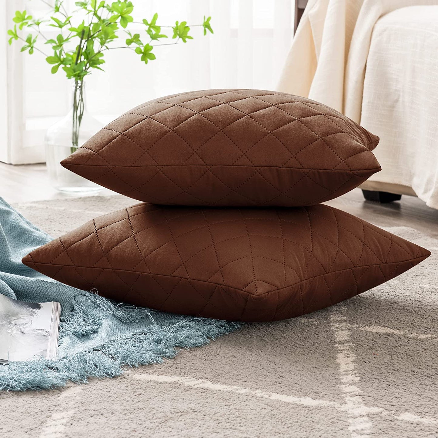 18X18 INCHES QUILTED CUSHION COVER SQUARE PATTERN