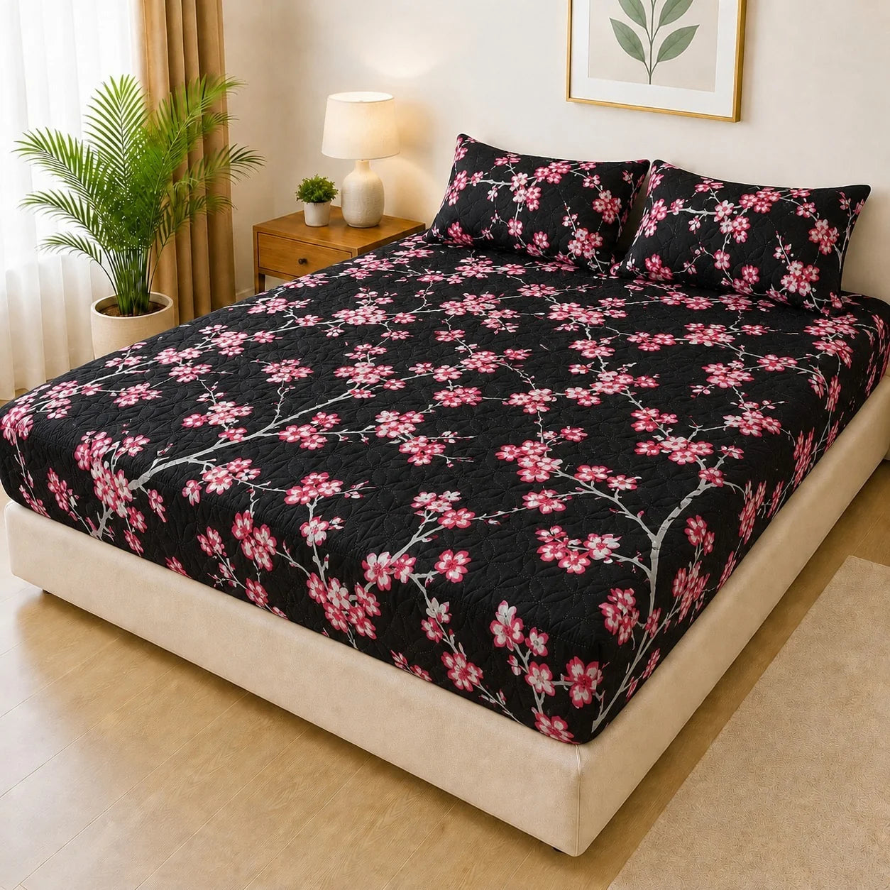 Printed 3 Piece's Quilted Bedsheets Set (100% Waterproof) dd-0005