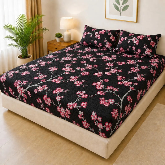 Printed 3 Piece's Quilted Bedsheets Set (100% Waterproof) dd-0005