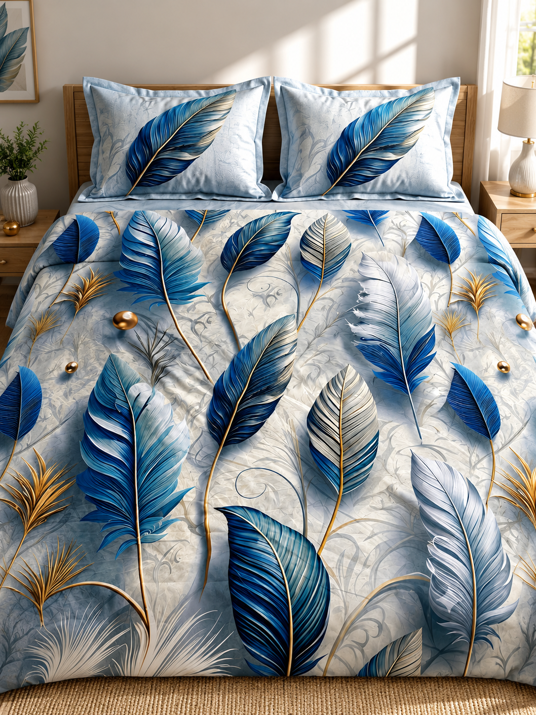3D Printed Bedsheet with 2 Pillow Covers – 3-Piece Set | All Article