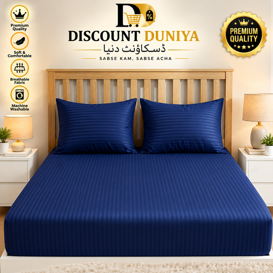 3 Pcs Printed Fitted Bedsheet | King Size | 2 Pillow Covers Article 12