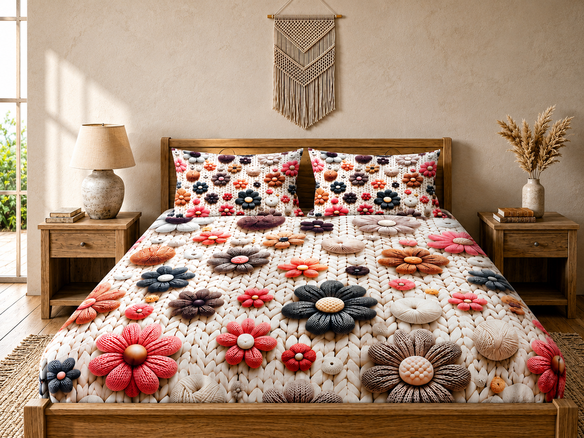 3D Printed Bedsheet with 2 Pillow Covers – 3-Piece Set | Article No. 15