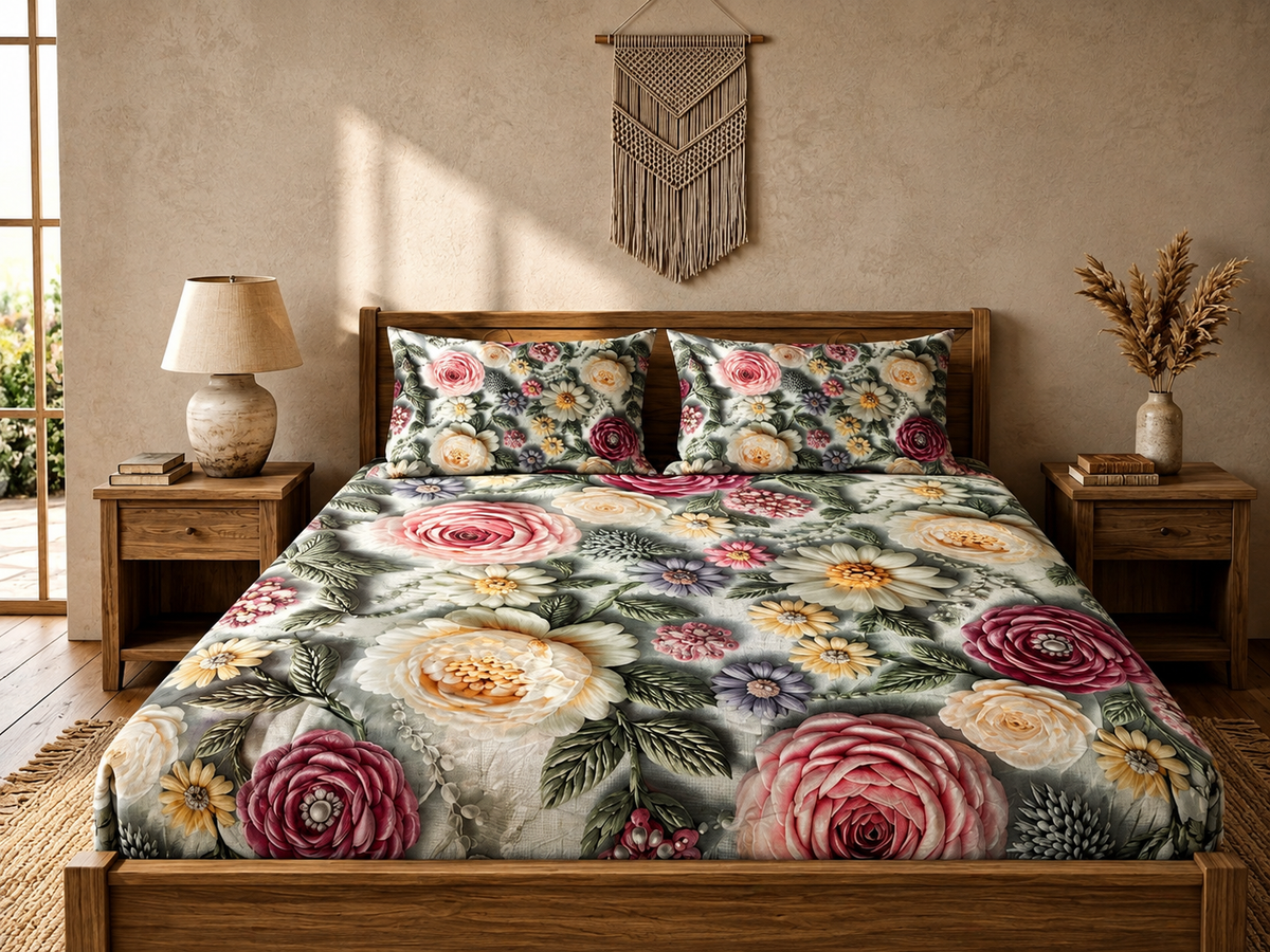 3D Printed Bedsheet with 2 Pillow Covers – 3-Piece Set | All Article