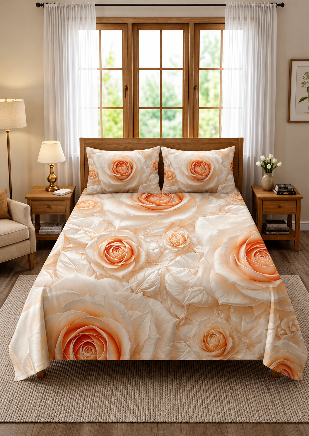 3D Printed Bedsheet with 2 Pillow Covers – 3-Piece Set | All Article