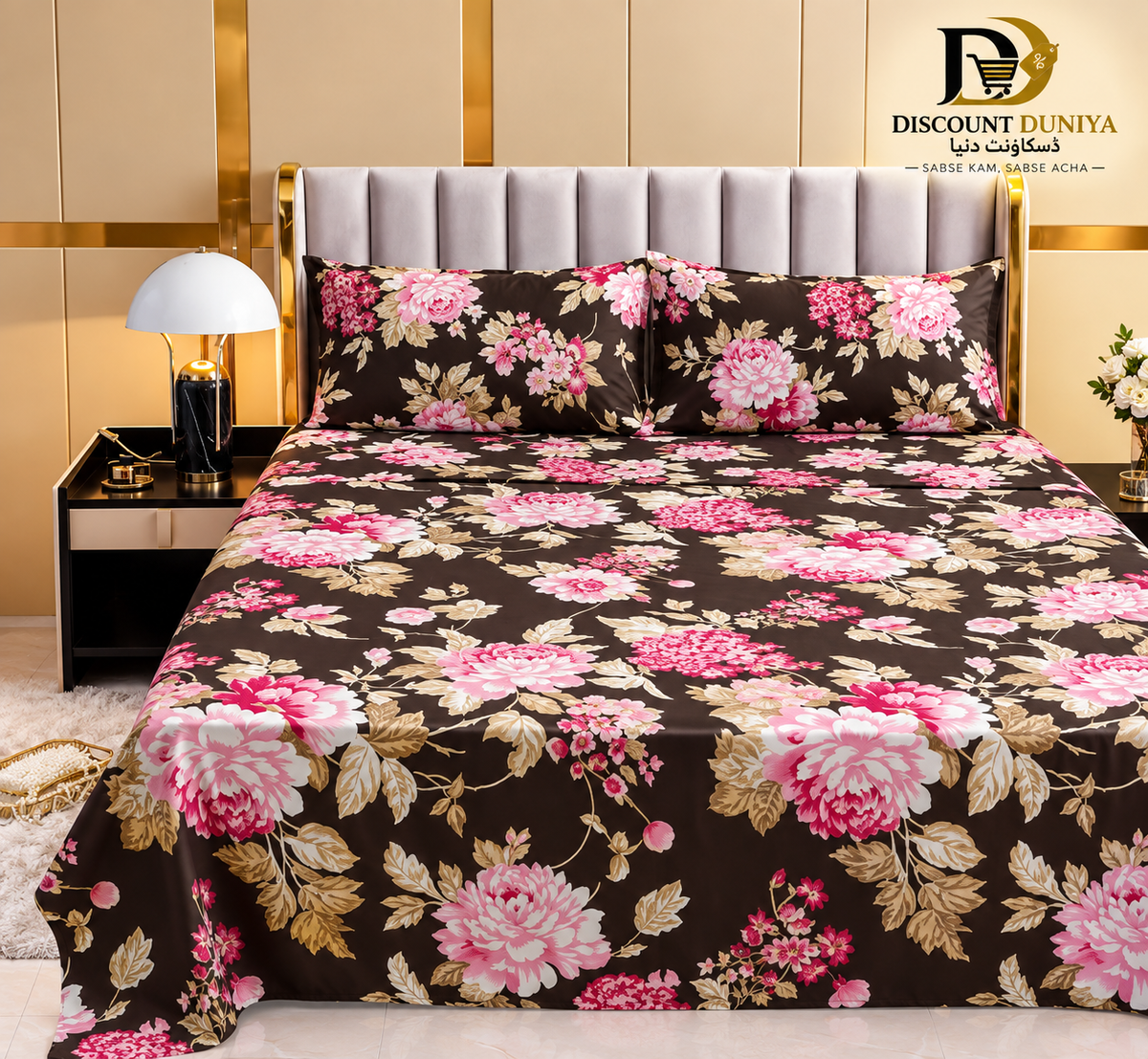 Premium Flat Printed 3-Piece Bedsheet – King Size | Bedsheet + 2 Pillow Covers Article 11