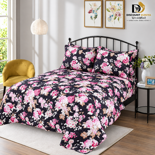 Premium Flat Printed 3-Piece Bedsheet – King Size | Bedsheet + 2 Pillow Covers Article 07