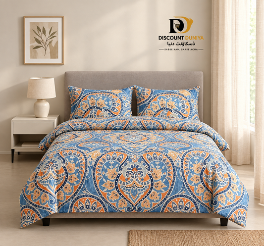 Premium Flat Printed 3-Piece Bedsheet – King Size | Bedsheet + 2 Pillow Covers Article 05