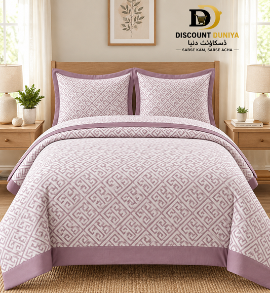 Premium Flat Printed 3-Piece Bedsheet – King Size | Bedsheet + 2 Pillow Covers Article 14