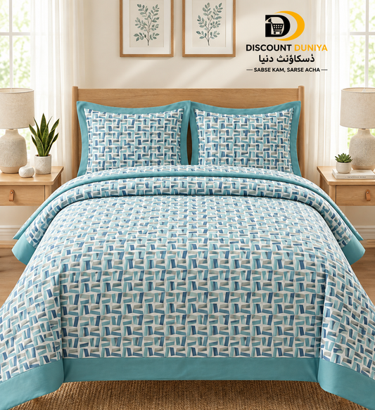 Premium Flat Printed 3-Piece Bedsheet – King Size | Bedsheet + 2 Pillow Covers Article 21