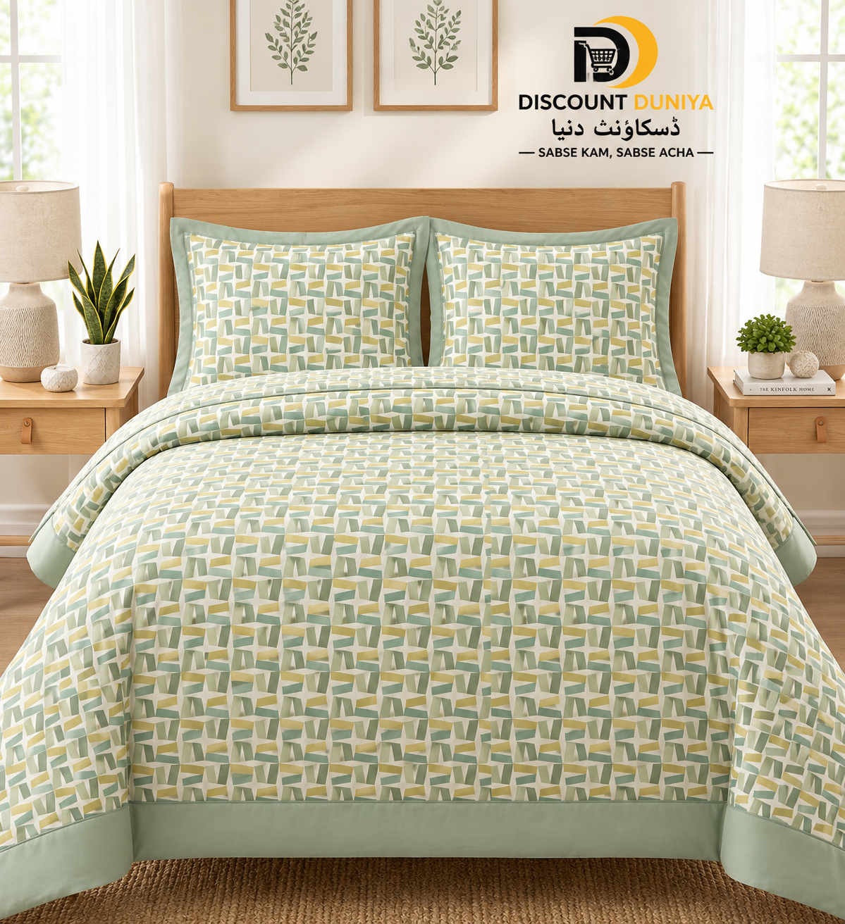 Premium Flat Printed 3-Piece Bedsheet – King Size | Bedsheet + 2 Pillow Covers Article 16