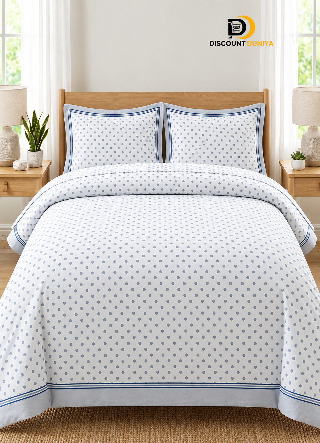 Premium Flat Printed 3-Piece Bedsheet – King Size | Bedsheet + 2 Pillow Covers Article 19