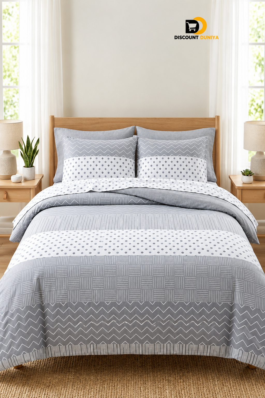 Premium Flat Printed 3-Piece Bedsheet – King Size | Bedsheet + 2 Pillow Covers Article 20