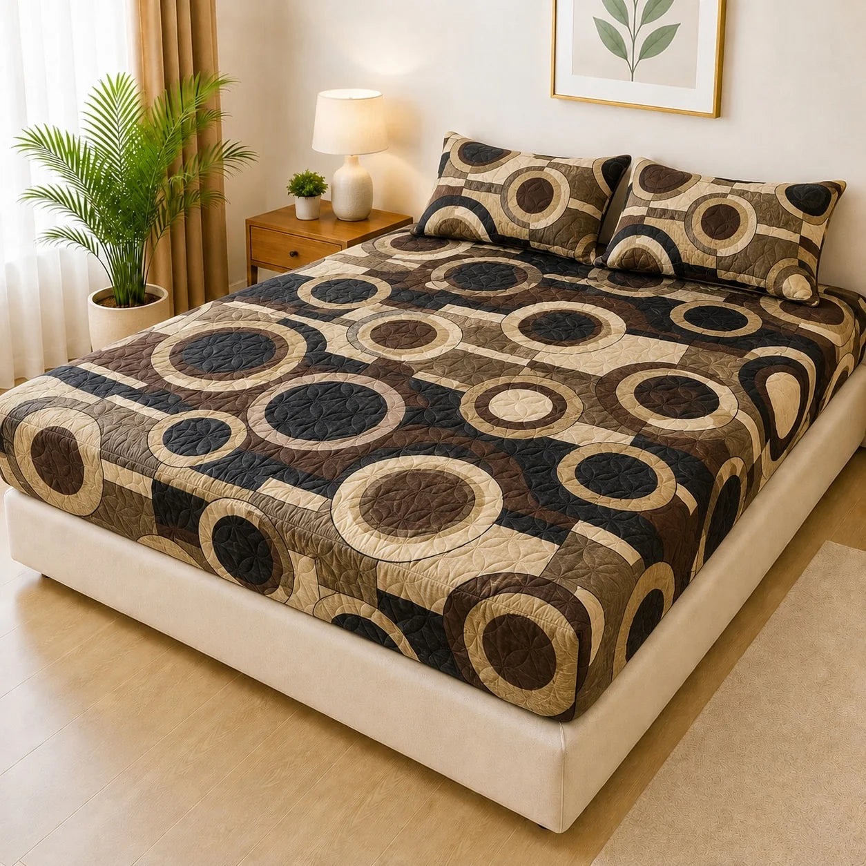 Printed 3 Piece's Quilted Bedsheets Set (100% Waterproof) dd-0020