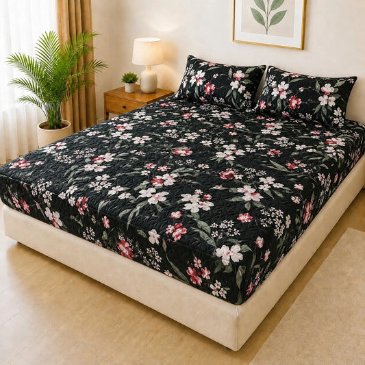 Printed 3 Piece's Quilted Bedsheets Set (100% Waterproof) dd-0014