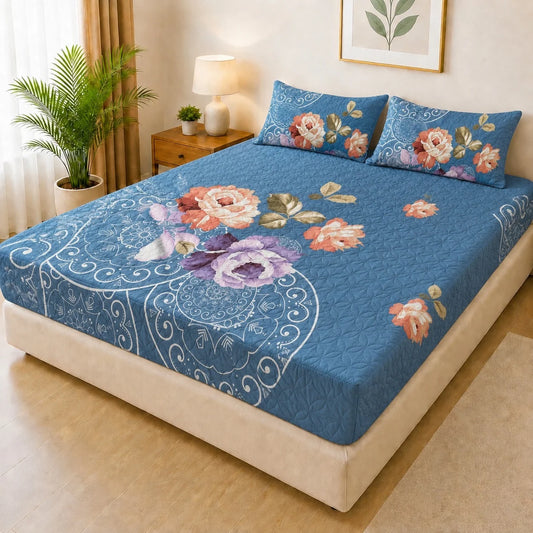 Printed 3 Piece's Quilted Bedsheets Set (100% Waterproof) dd-0019