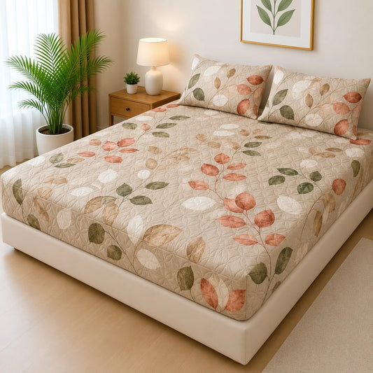 Printed 3 Piece's Quilted Bedsheets Set (100% Waterproof) dd-0012