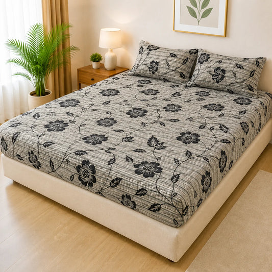 Printed 3 Piece's Quilted Bedsheets Set (100% Waterproof) dd-0016