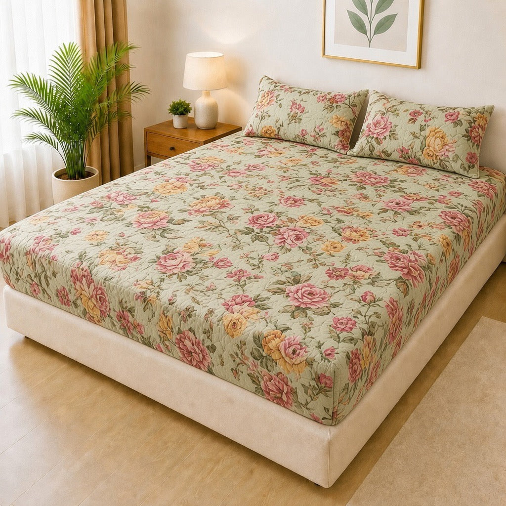 Printed 3 Piece's Quilted Bedsheets Set (100% Waterproof) New Arrivals! Luxury Bedsheet tm-0015