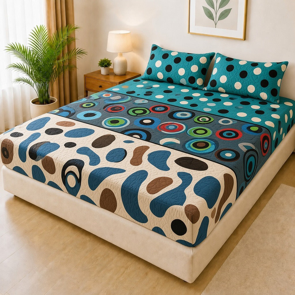 Printed 3 Piece's Quilted Bedsheets Set (100% Waterproof) New Arrivals! Luxury Bedsheet tm-0020