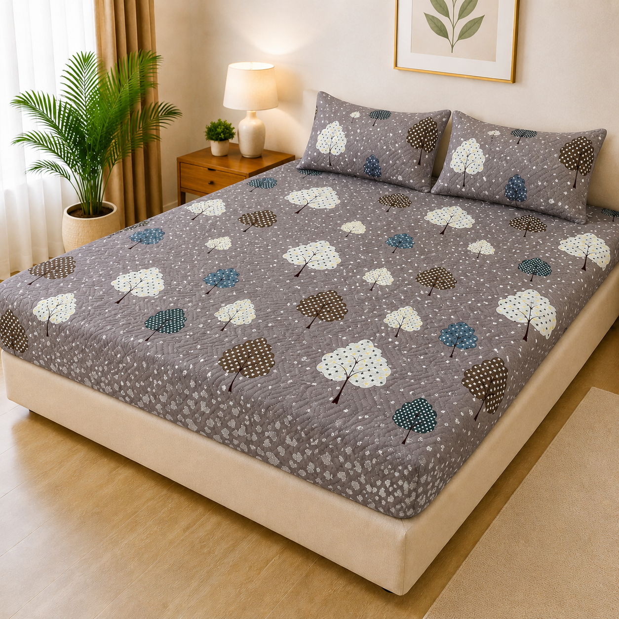 Printed 3 Piece's Quilted Bedsheets Set (100% Waterproof) New Arrivals! Luxury Bedsheet tm-0018