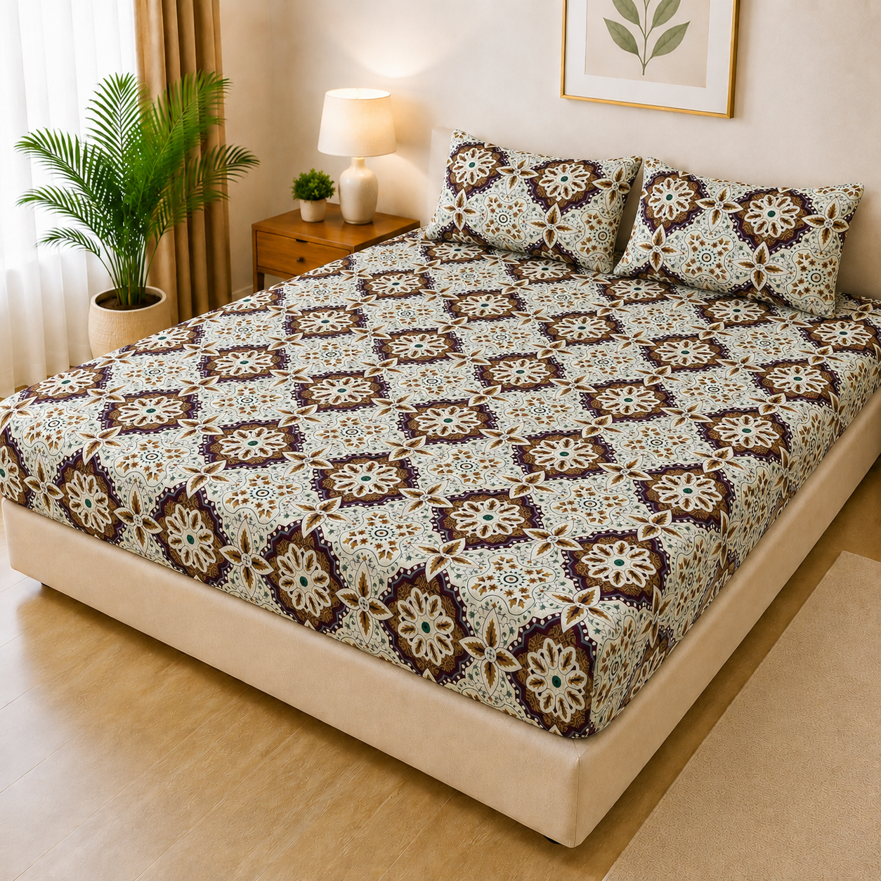Printed 3 Piece's Quilted Bedsheets Set (100% Waterproof) New Arrivals! Luxury Bedsheet tm-0010
