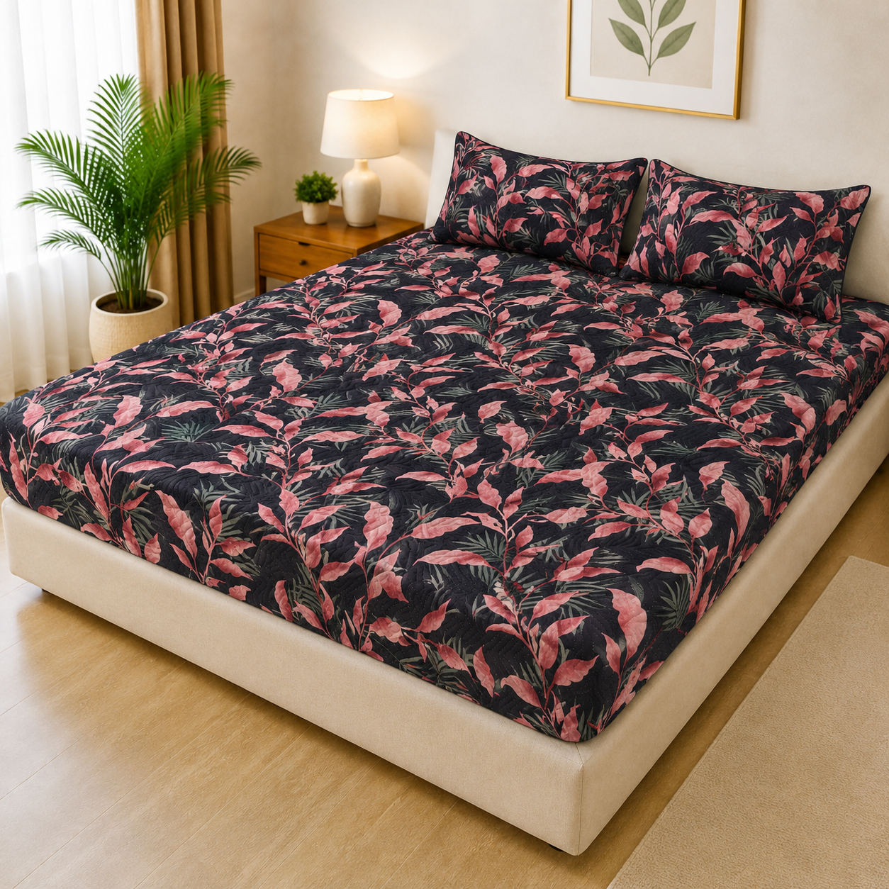Printed 3 Piece's Quilted Bedsheets Set (100% Waterproof) New Arrivals! Luxury Bedsheet tm-0006