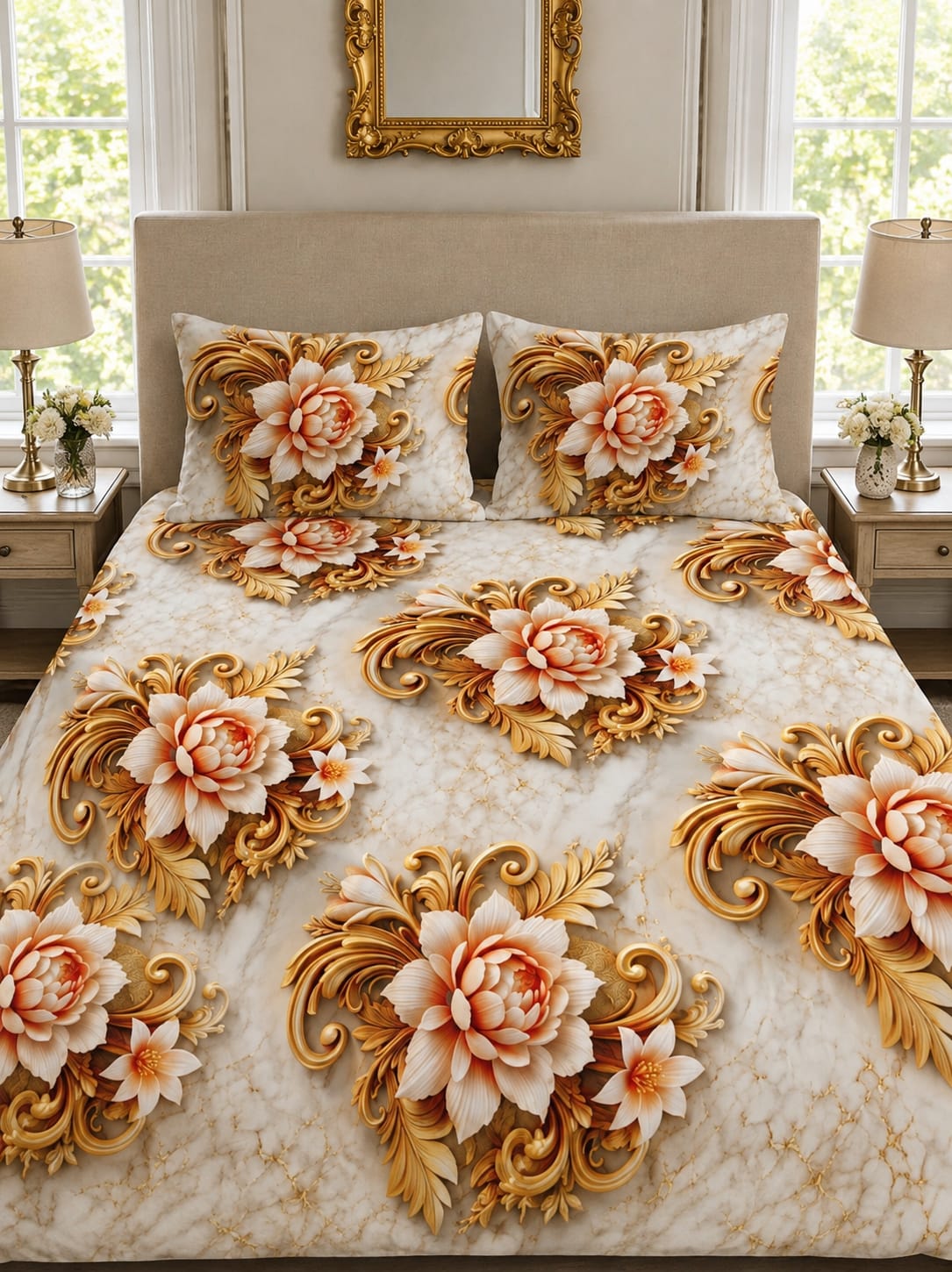 3D Printed Bedsheet with 2 Pillow Covers – 3-Piece Set | All Article
