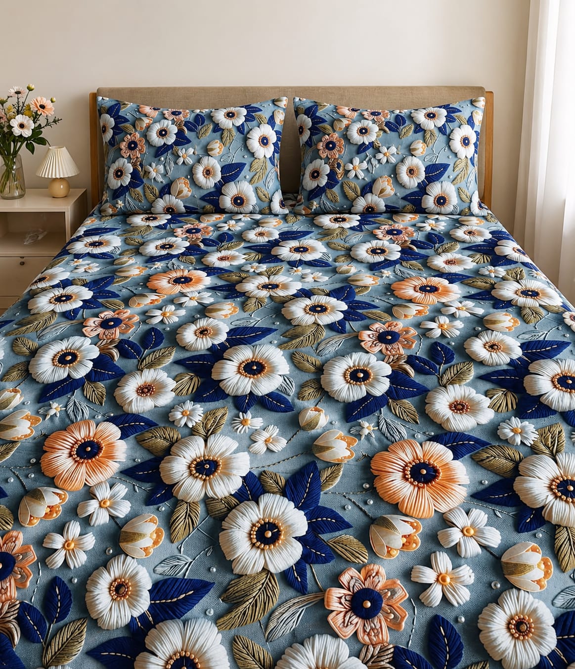 3D Printed Bedsheet with 2 Pillow Covers – 3-Piece Set | All Article