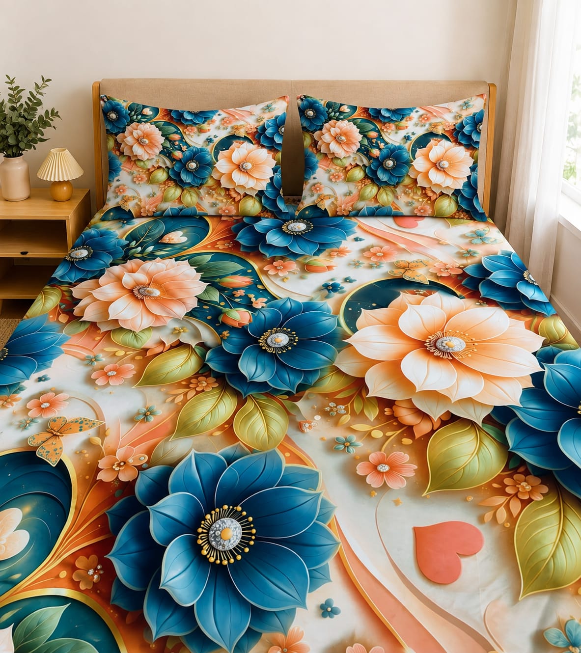 3D Printed Bedsheet with 2 Pillow Covers – 3-Piece Set | All Article