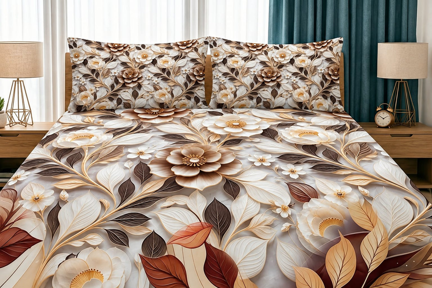 3D Printed Bedsheet with 2 Pillow Covers – 3-Piece Set | All Article