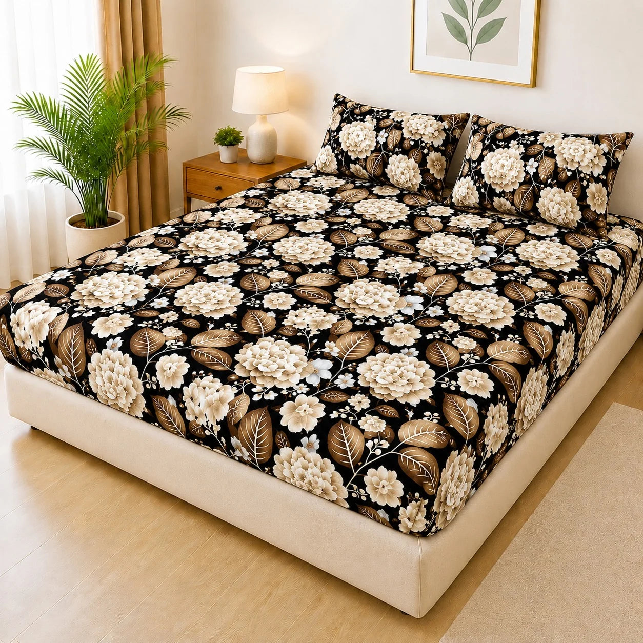 Printed 3 Piece's Quilted Bedsheets Set (100% Waterproof) dd-0001