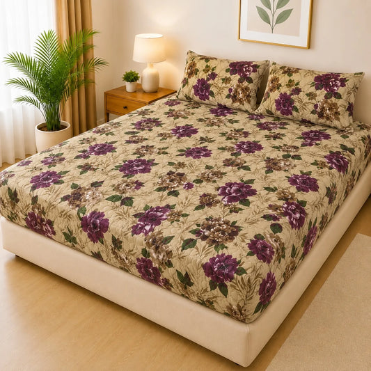 Printed 3 Piece's Quilted Bedsheets Set (100% Waterproof) dd-0009