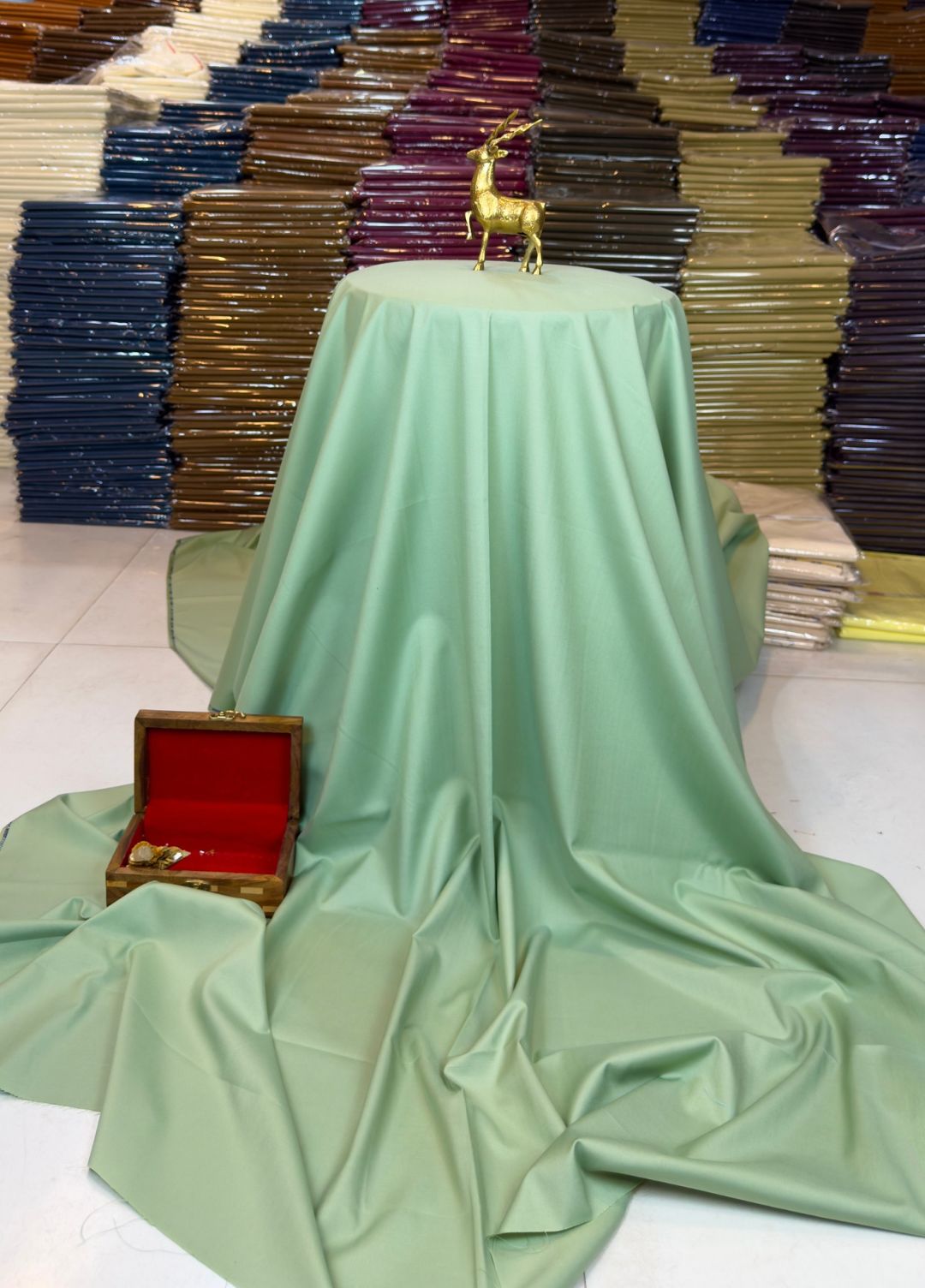 Olive Color – Wash & Wear Premium Quality 5-Season Fabric – Free Studs with Every Suit